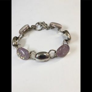 Sterling Silver & Pink Opal Bracelet